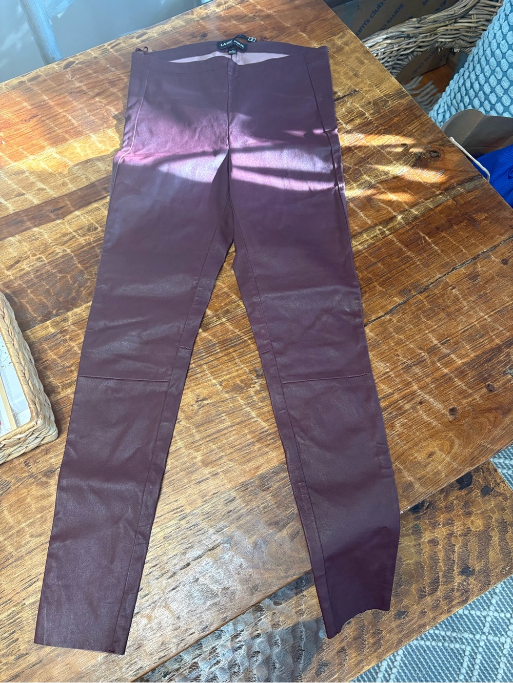 Lamarque Leather Leggings - size small, wine